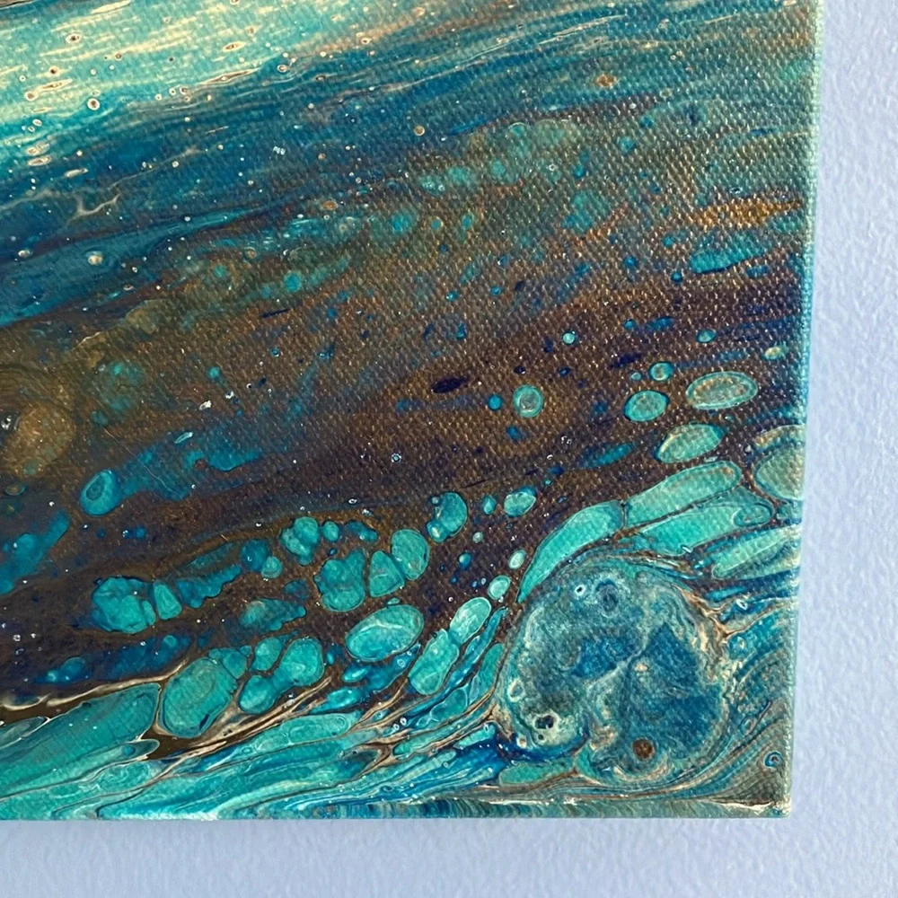 Acrylic Drip Artwork on Canvas - After Low Tide - 20x20 - Picture 5 of 9